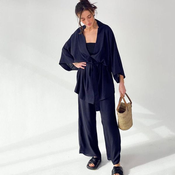 women's sleepwear hiloc drop sleeve robes women pajama flare sets robe low cut pijama bathrobe female set woman 2 pieces casual pajamas, Black;red
women's sleepwear hiloc drop sleeve robes women pajama flare sets robe low cut pijama bathrobe female set woman 2 pieces casual pajamas, Black;red