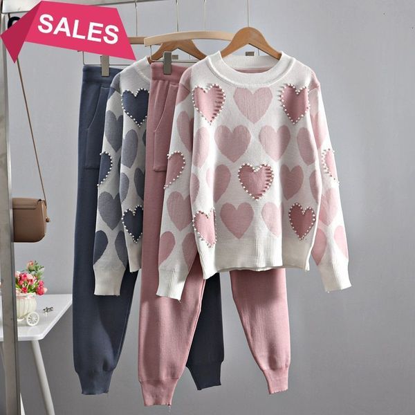 new women 2021 sweater 2 piece sets chic knit embroidery bead heartshape pullovers + spring harem pants sport tracksuits jyy2, White;black
new women 2021 sweater 2 piece sets chic knit embroidery bead heartshape pullovers + spring harem pants sport tracksuits jyy2, White;black
