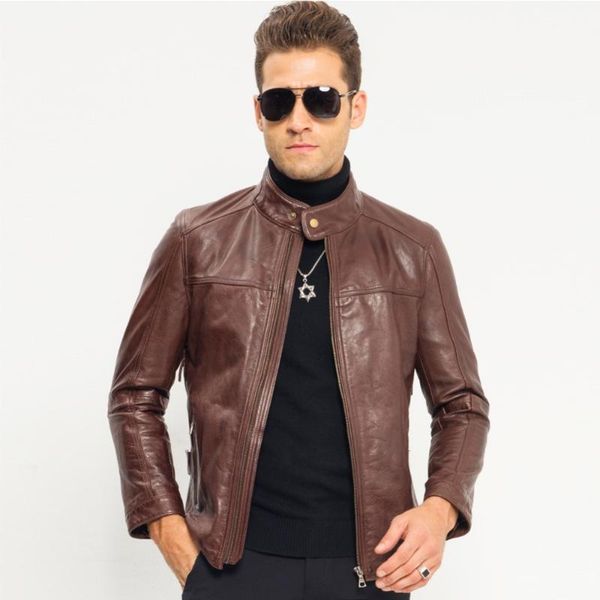 men's leather & faux cow jacket men 100% genuine outerwear slim coat short motorcycle tj8103, Black
men's leather & faux cow jacket men 100% genuine outerwear slim coat short motorcycle tj8103, Black