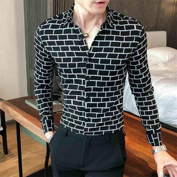 british style men business casual shirts camisa masculina long sleeve slim fit plaid shirt streetwear social party blouse 210721, White;black
british style men business casual shirts camisa masculina long sleeve slim fit plaid shirt streetwear social party blouse 210721, White;black