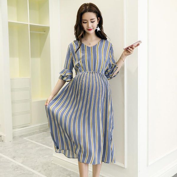 maternity dresses vertical striped chiffon long v neck slim waist charming clothes for pregnant women elegant pregnancy, White
maternity dresses vertical striped chiffon long v neck slim waist charming clothes for pregnant women elegant pregnancy, White