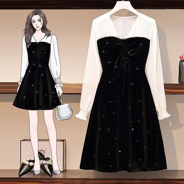 women's wool & blends large size golden velvet dress 2021 autumn fat little sister cover belly waist show thin foreign style platycodon, Black
women's wool & blends large size golden velvet dress 2021 autumn fat little sister cover belly waist show thin foreign style platycodon, Black