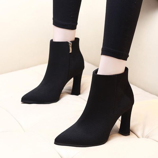 boots fashion women cow suede leather shoes ladies high heels short boot pointed toe ankle botas mujer botines bottes femme, Black
boots fashion women cow suede leather shoes ladies high heels short boot pointed toe ankle botas mujer botines bottes femme, Black