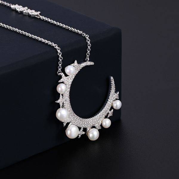 fashion women charm jewelry pearl necklace cubic zircon chain 925 silver ladies earrings for party q0531
fashion women charm jewelry pearl necklace cubic zircon chain 925 silver ladies earrings for party q0531
