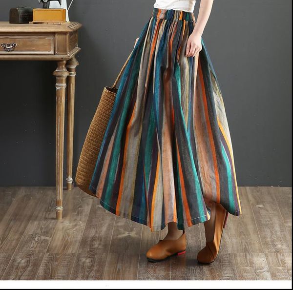 colorful stripes long skirt personality folk retro style elastic waist a line skirt women 2021 summer drop shipping, Black
colorful stripes long skirt personality folk retro style elastic waist a line skirt women 2021 summer drop shipping, Black