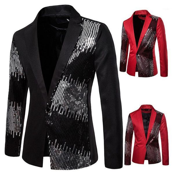 men's two-color sequins dress suits slim fit nightclub dj tuxedo casual single button host stage show singer blazers men costume &, White;black
men's two-color sequins dress suits slim fit nightclub dj tuxedo casual single button host stage show singer blazers men costume &, White;black
