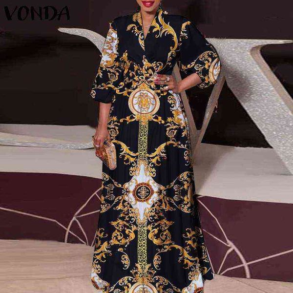 vonda 2021 women long dress 3/4 sleeve vintage printed pleated dress bohemian vestidos party robe woman clothing sundress g1214, Black;gray
vonda 2021 women long dress 3/4 sleeve vintage printed pleated dress bohemian vestidos party robe woman clothing sundress g1214, Black;gray