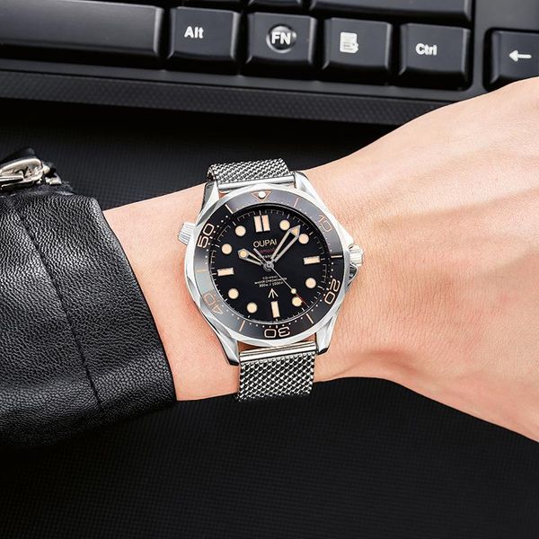wristwatches oupai arrival 007 no time to die design automatic watch men deep waterproof sports diving with ceramic brazel, Slivery;brown
wristwatches oupai arrival 007 no time to die design automatic watch men deep waterproof sports diving with ceramic brazel, Slivery;brown