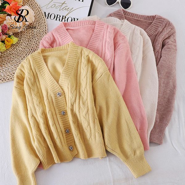 women twist pattern knitting cardigan korean v neck loose buttons autumn winter vintage solid casual cardigans, Black;gray
women twist pattern knitting cardigan korean v neck loose buttons autumn winter vintage solid casual cardigans, Black;gray