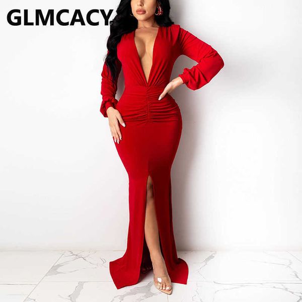 women long sleeve plunge neck maxi dress formal elegant slit evening mermaid dresses 210702, Black;gray
women long sleeve plunge neck maxi dress formal elegant slit evening mermaid dresses 210702, Black;gray