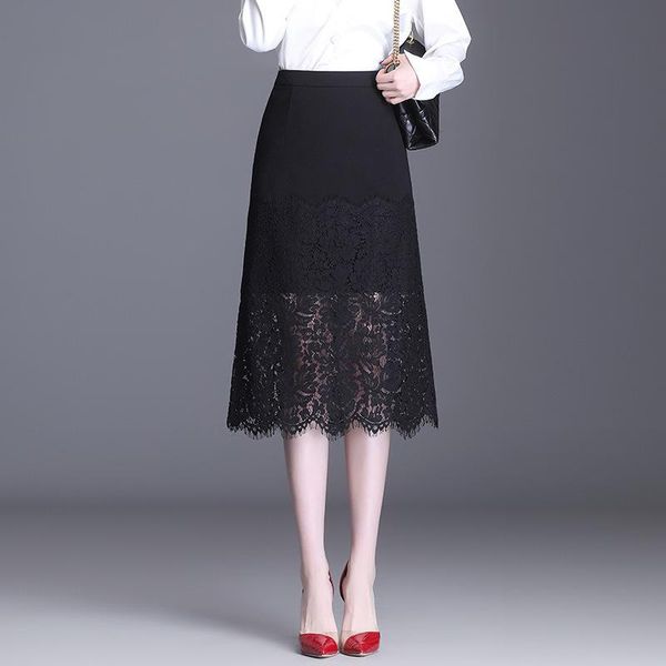 women fashion lace splice black a-line skirts spring autumn office lady elegant korean slim plus size high waist mid-long skirt
women fashion lace splice black a-line skirts spring autumn office lady elegant korean slim plus size high waist mid-long skirt