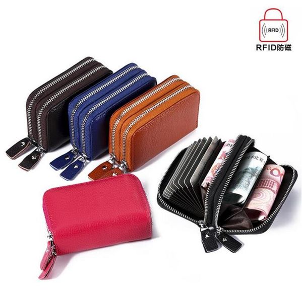 card holders men and women leather double zipper burglar swipe bag change business, Brown;gray
card holders men and women leather double zipper burglar swipe bag change business, Brown;gray