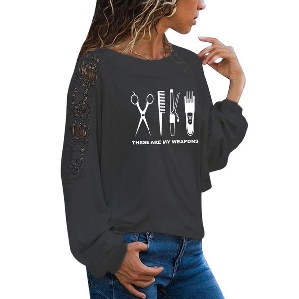 barber t shirt women long sleeve o-neck hairdresser weapon t-shirt woman scissors clothing girl casual loose lace tees 210310, White
barber t shirt women long sleeve o-neck hairdresser weapon t-shirt woman scissors clothing girl casual loose lace tees 210310, White