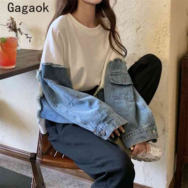 women streetwear fashion thin hoodies spring autumn patchwork o-neck loose casual harajuku wild pullovers k4125 210531, Black
women streetwear fashion thin hoodies spring autumn patchwork o-neck loose casual harajuku wild pullovers k4125 210531, Black
