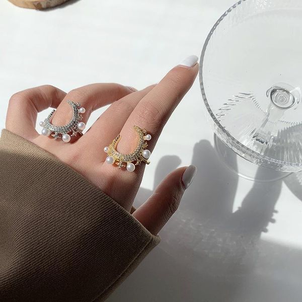cluster rings minar luxury imitation pearl star and moon charm for women 2021 gold silver color alloy bling rhinestones open ring gifts, Golden;silver
cluster rings minar luxury imitation pearl star and moon charm for women 2021 gold silver color alloy bling rhinestones open ring gifts, Golden;silver
