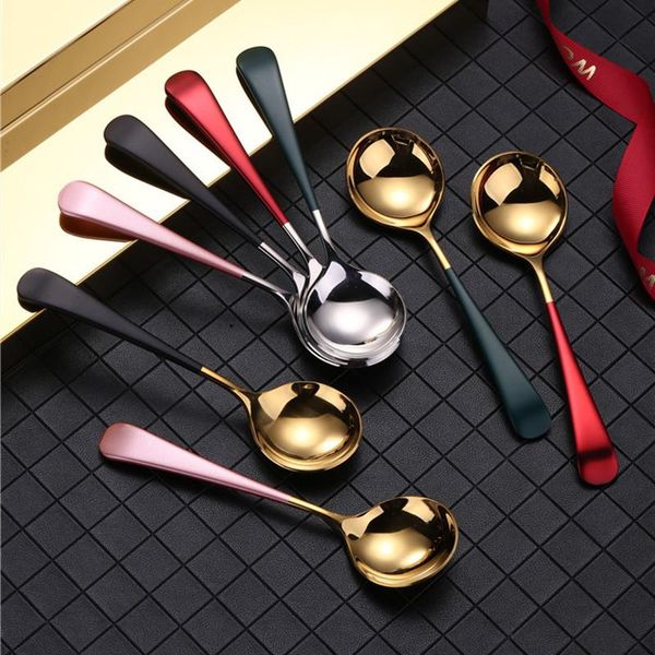 luxury stainless steel coffee spoon cocktail ice cream soup spoons cutlery round sharp spoon dessert tableware
luxury stainless steel coffee spoon cocktail ice cream soup spoons cutlery round sharp spoon dessert tableware
