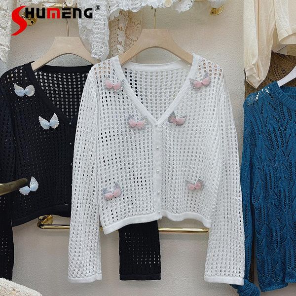women's knits & tees sequined bow hollow-out slim knitted cardigan for women 2021 summer fashion v-neck long sleeve thin female, White
women's knits & tees sequined bow hollow-out slim knitted cardigan for women 2021 summer fashion v-neck long sleeve thin female, White