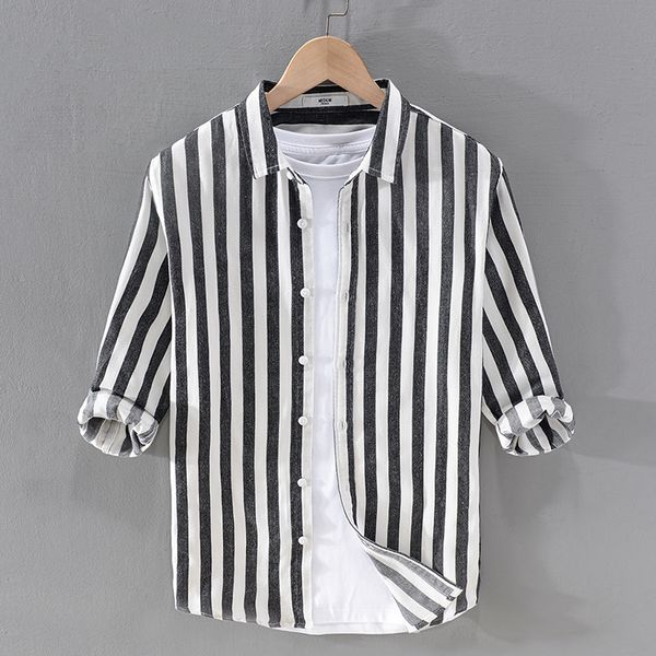 2021 summer new arrival three-quarter sleeve cotton striped brand italy shirts for men casual comfortable shirt mens 3ah4, White;black
2021 summer new arrival three-quarter sleeve cotton striped brand italy shirts for men casual comfortable shirt mens 3ah4, White;black