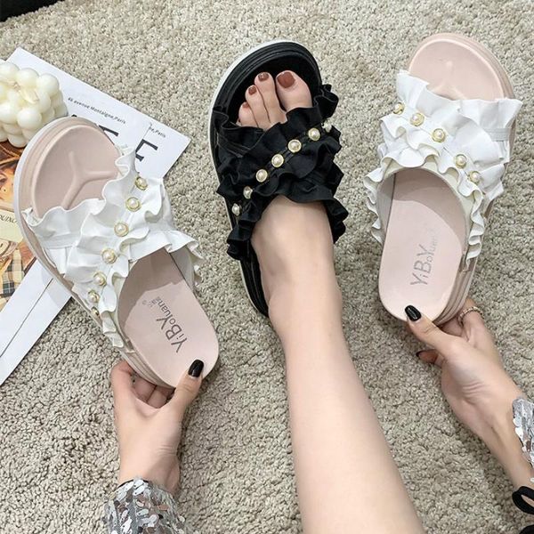 slippers fashion sandals 2021 summer outer wear string bead beach lace leisure thick bottom flat with slides med 3cm-5cm, Black
slippers fashion sandals 2021 summer outer wear string bead beach lace leisure thick bottom flat with slides med 3cm-5cm, Black