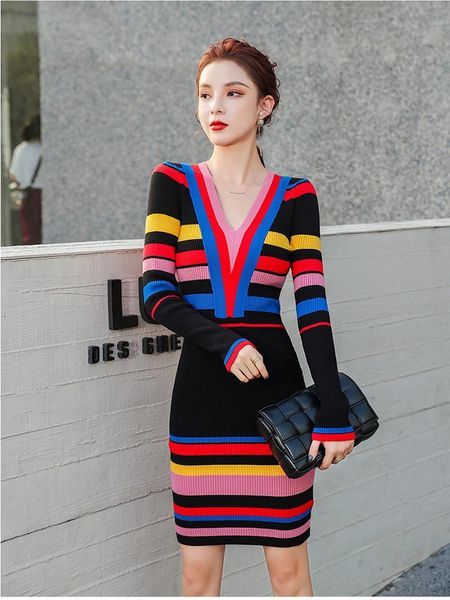 casual dresses 2021 stripe knit one piece laides korea winter long sleeve v neck soft harajuku dress for women clothing, Black;gray
casual dresses 2021 stripe knit one piece laides korea winter long sleeve v neck soft harajuku dress for women clothing, Black;gray