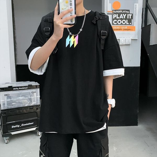 summer fashion loose mens t shirts short sleeve korean style reflective printing design shirt round neck tee, White;black
summer fashion loose mens t shirts short sleeve korean style reflective printing design shirt round neck tee, White;black