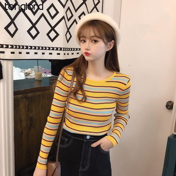 tonglord sweaters for women's 2021 spring autumn striped long sleeve o-neck pullovers shorts bottoming knitted shirts female, White;black
tonglord sweaters for women's 2021 spring autumn striped long sleeve o-neck pullovers shorts bottoming knitted shirts female, White;black