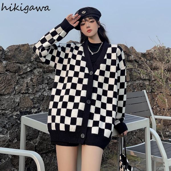 women's knits & tees hikigawa oversized cardigan fall 2021 women clothing harajuku streetwear bf knit sweater coat vintage casual plaid, White
women's knits & tees hikigawa oversized cardigan fall 2021 women clothing harajuku streetwear bf knit sweater coat vintage casual plaid, White