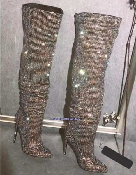 boots women pointed toe rhinestone knee high bling crystal gladiator slouch crystal-embellished leather booties, Black
boots women pointed toe rhinestone knee high bling crystal gladiator slouch crystal-embellished leather booties, Black