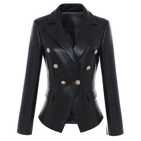 women's suits & blazers women black leather blazer double breasted star style jackets full sleeve lion metal button synthetic, White;black
women's suits & blazers women black leather blazer double breasted star style jackets full sleeve lion metal button synthetic, White;black
