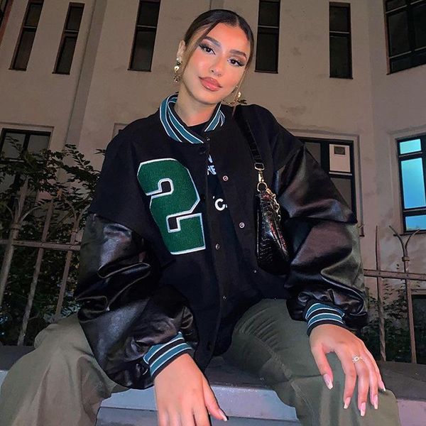 women's jackets 2021 autumn and winter fashion design sense contrast color single-breasted letters embroidered baseball uniform, Black;brown
women's jackets 2021 autumn and winter fashion design sense contrast color single-breasted letters embroidered baseball uniform, Black;brown