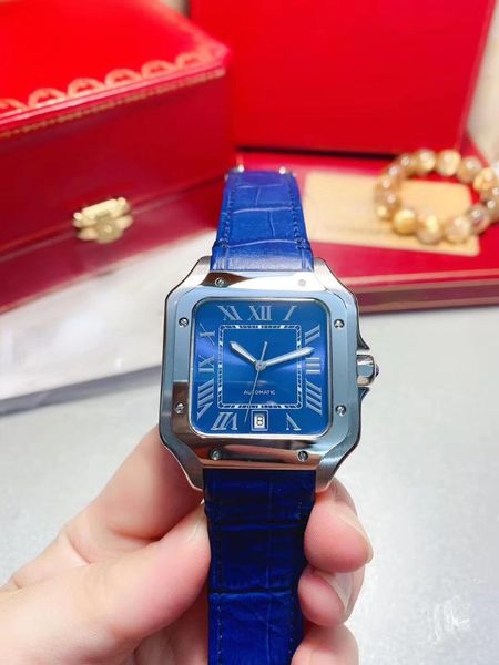 wristwatches automatic mechanical watch silver blue leather men sapphire stainless steel square sport date, Slivery;brown
wristwatches automatic mechanical watch silver blue leather men sapphire stainless steel square sport date, Slivery;brown