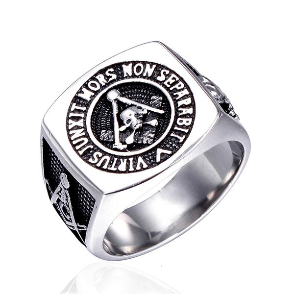 delicate ring individual religious masonic ag men's stainless steel, Silver 
delicate ring individual religious masonic ag men's stainless steel, Silver