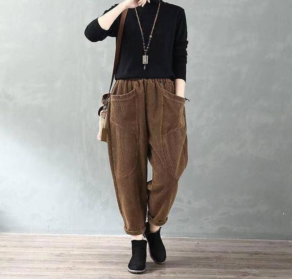 women's pants & capris autumn arts style women elastic waist loose all-matched casual corduroy vintage harem plus size trousers, Black;white
women's pants & capris autumn arts style women elastic waist loose all-matched casual corduroy vintage harem plus size trousers, Black;white