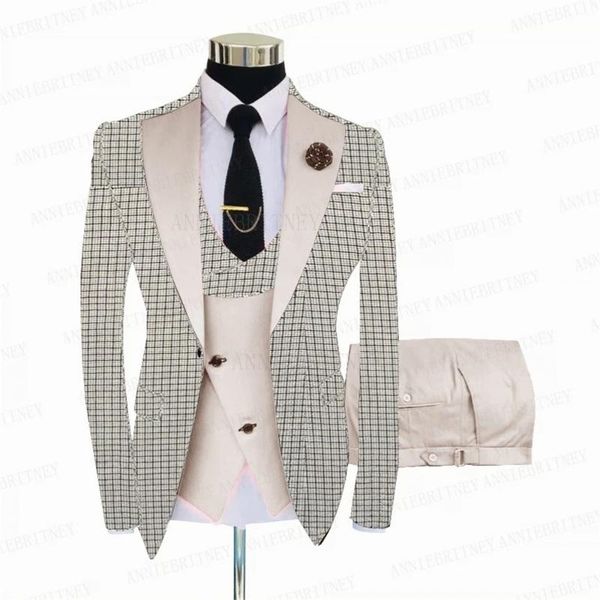 men's suits & blazers white grey plaid men suit 3 pieces tailored man groom wedding tuxedo slim fit business blazer jacket vest pants s, White;black
men's suits & blazers white grey plaid men suit 3 pieces tailored man groom wedding tuxedo slim fit business blazer jacket vest pants s, White;black