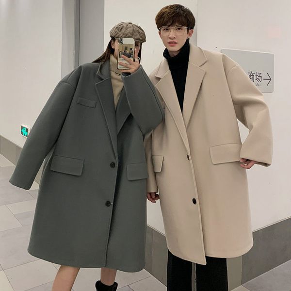 2021 new winter korean style men's fashion solid color casual couple jacket loose long woolen coat men overcoat pi87, Black
2021 new winter korean style men's fashion solid color casual couple jacket loose long woolen coat men overcoat pi87, Black