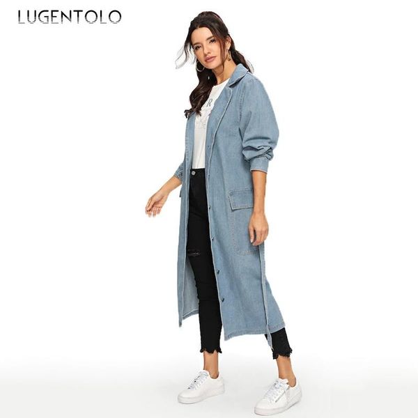 lugentolo women denim trench fashion casual single-breasted coat lape lcollar split straight new solid lady long trench, Tan;black
lugentolo women denim trench fashion casual single-breasted coat lape lcollar split straight new solid lady long trench, Tan;black
