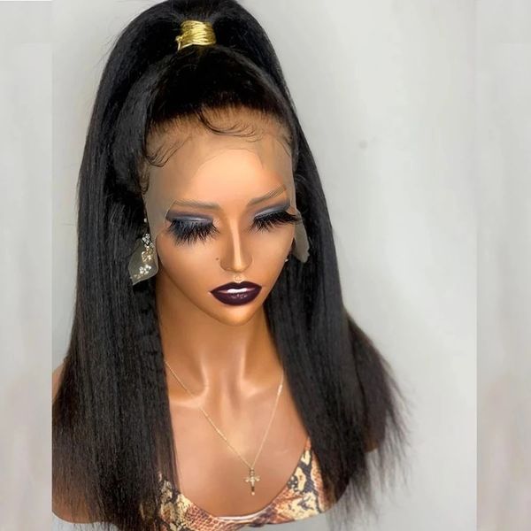 yaki 180 density black kinky straight synthetic lace front wig for black women with baby hair heat temperature preplucked glueless, Black;brown
yaki 180 density black kinky straight synthetic lace front wig for black women with baby hair heat temperature preplucked glueless, Black;brown