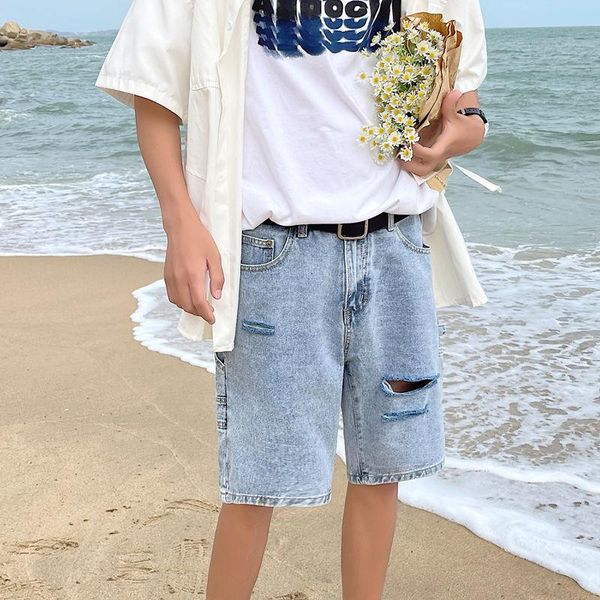 men's jeans ripped wide-leg distressed high street straight shorts loose washed overalls all-match trend casual five-point pants thin, Blue
men's jeans ripped wide-leg distressed high street straight shorts loose washed overalls all-match trend casual five-point pants thin, Blue