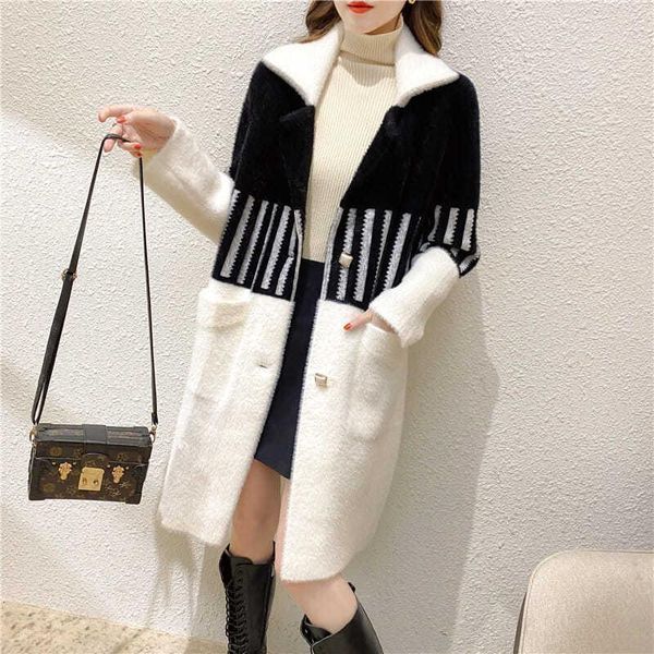 women's wool & blends mid-length suit collar jacket 2021 autumn and winter outer wear thick coat cardigan mink velvet outerwear trend, Black
women's wool & blends mid-length suit collar jacket 2021 autumn and winter outer wear thick coat cardigan mink velvet outerwear trend, Black