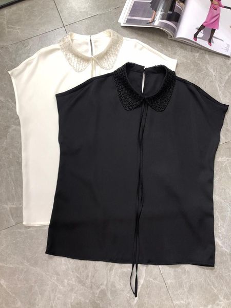 women's t-shirt 2021 women fashion sleeveless casual solid color beaded lapel 0528, White
women's t-shirt 2021 women fashion sleeveless casual solid color beaded lapel 0528, White