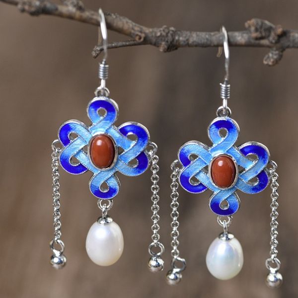 2021 new s925 vintage cloisonne auspicious chinese knot red agate freshwater pearl sier earrings for woman 2tms, Silver
2021 new s925 vintage cloisonne auspicious chinese knot red agate freshwater pearl sier earrings for woman 2tms, Silver
