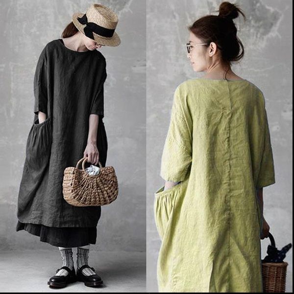 vintage linen dress womens sundress 2021 zanzea casual summer long dress female 3 4 sleeve baggy vestidos robe femme plus size, Black;gray
vintage linen dress womens sundress 2021 zanzea casual summer long dress female 3 4 sleeve baggy vestidos robe femme plus size, Black;gray