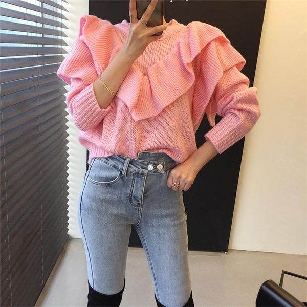women's sweaters woman jersey 2021 korean casual solid o-neck double ruffles latern sleeve oversized female all match jumper yyqx099, White;black
women's sweaters woman jersey 2021 korean casual solid o-neck double ruffles latern sleeve oversized female all match jumper yyqx099, White;black