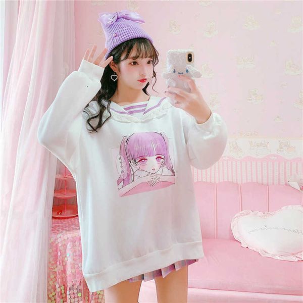 women's fur & faux lolita kawaii lace sailor collar wide hoodies women sweet anime print long sleeve sweatshirt harajuku cute over, Black
women's fur & faux lolita kawaii lace sailor collar wide hoodies women sweet anime print long sleeve sweatshirt harajuku cute over, Black