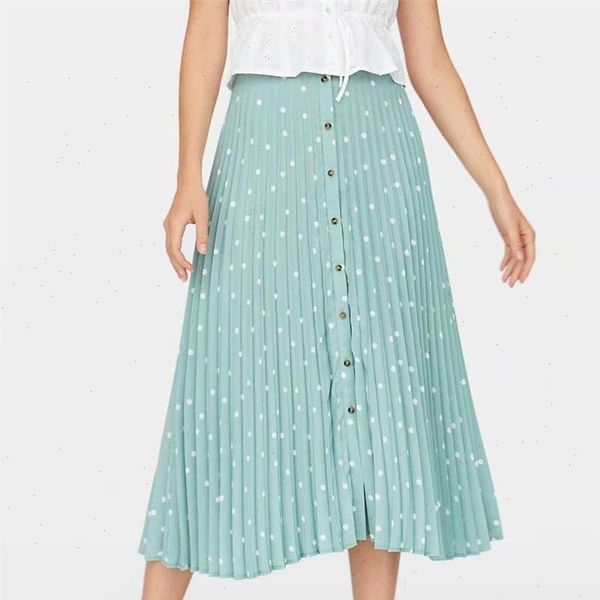 2021 elegant polka dots pleated midi skirt women buttons design stylisy casual skirt chic vestidos drop shipping, Black
2021 elegant polka dots pleated midi skirt women buttons design stylisy casual skirt chic vestidos drop shipping, Black