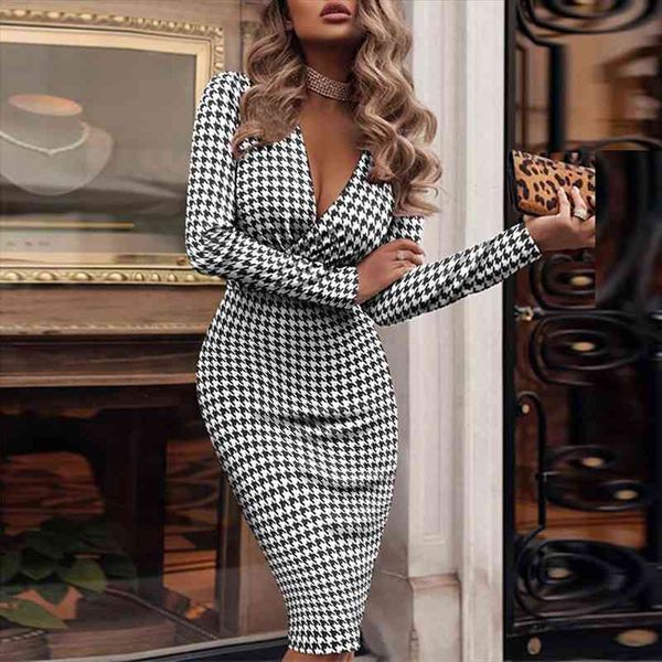 autumn elegant office lady slim dress fashion houndstooth print women bodycon party dresses spring deep v neck dresses, Black;gray
autumn elegant office lady slim dress fashion houndstooth print women bodycon party dresses spring deep v neck dresses, Black;gray