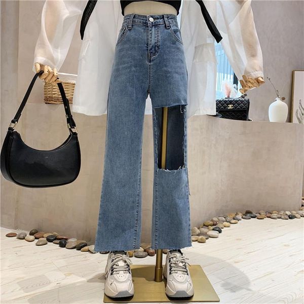 women's jeans niche design clothing summer 2021 fashion high waisted slim loose drop straight ninth pants hole wide leg, Blue
women's jeans niche design clothing summer 2021 fashion high waisted slim loose drop straight ninth pants hole wide leg, Blue