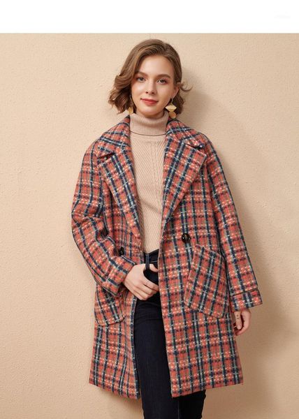 women's wool & blends winter elegant plaid coat blend women fashion long coats vintage minimalist woolen overcoat oversize outwear b220, Black
women's wool & blends winter elegant plaid coat blend women fashion long coats vintage minimalist woolen overcoat oversize outwear b220, Black