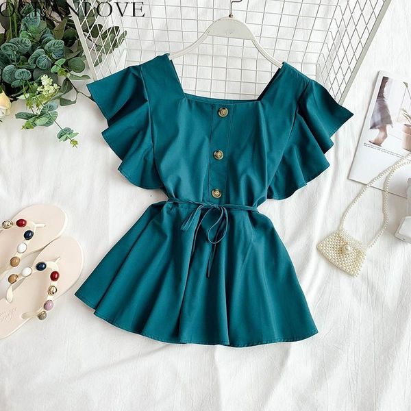 women's blouses & shirts oceanlove solid button short women blouse ruffles square sleeve slim blusa mujer de moda 2021 summer fashion c, White
women's blouses & shirts oceanlove solid button short women blouse ruffles square sleeve slim blusa mujer de moda 2021 summer fashion c, White