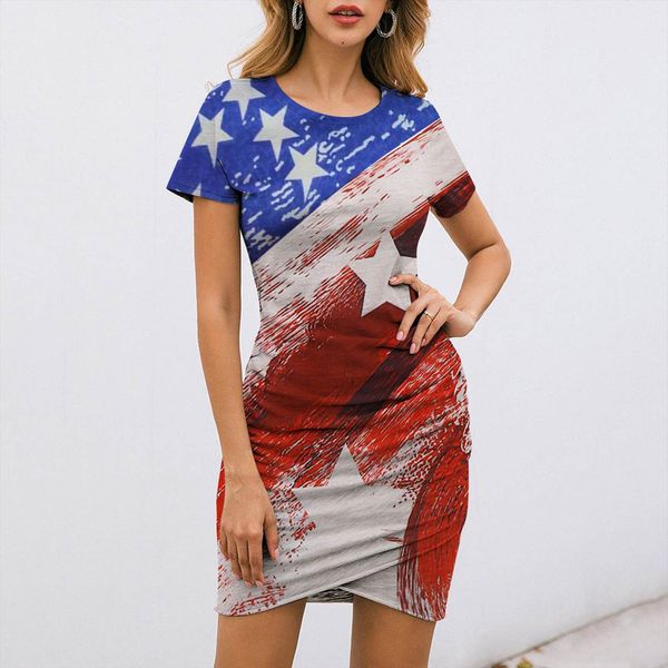 fashion o neck short sleeve women dresses independence day print mini casual sundresses, Black;gray
fashion o neck short sleeve women dresses independence day print mini casual sundresses, Black;gray